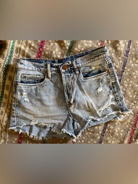Blank NYC Light Blue Distressed Denim Cutoff Shorts
